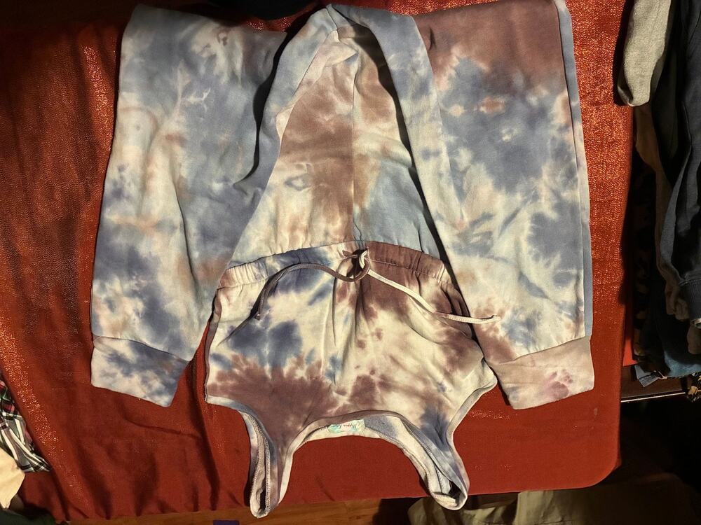 Hippie Rose Lounge Set Womens L Tie Dye Sweatshirt Tank Romper Drawstring